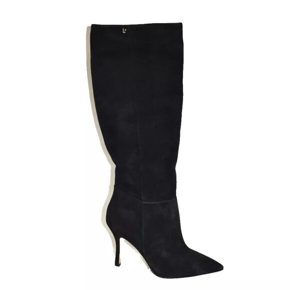 New! Larroudé Kate Tall Boot In Black Suede Size 9 DD480